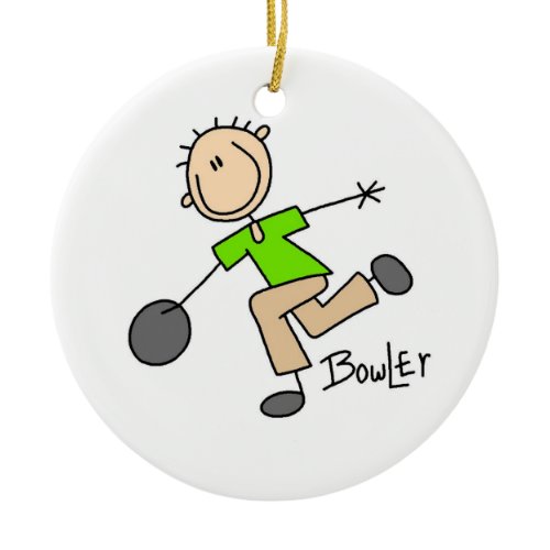 Stick Figure Male Bowler T-shirts and GIfts Ceramic Ornament