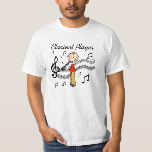 Stick Figure Male Clarinet Player Tshirts and Gift