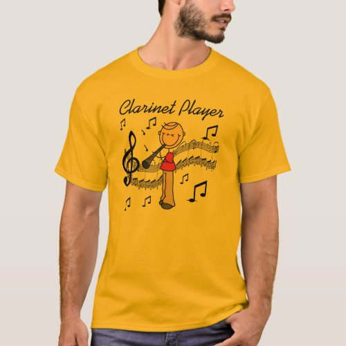 Stick Figure Male Clarinet Player Tshirts and Gift