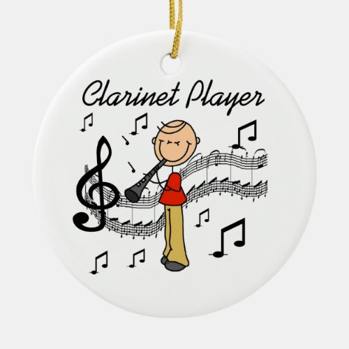 Stick Figure Male Clarinet Player Tshirts and Gift Ceramic Ornament