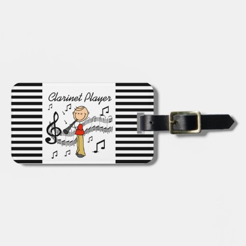 Stick Figure Male Clarinet Player Tshirts and Gift Luggage Tag