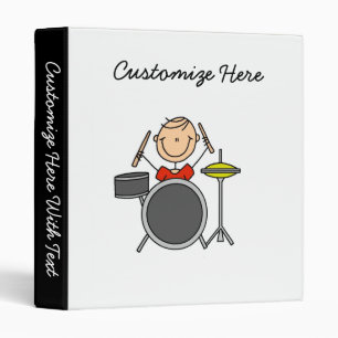Stick Figure Male Drummer T-shirts and Gifts 3 Ring Binder