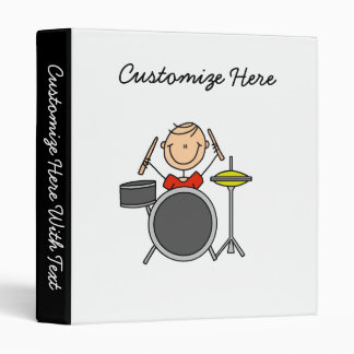 Stick Figure Male Drummer T-shirts and Gifts 3 Ring Binder