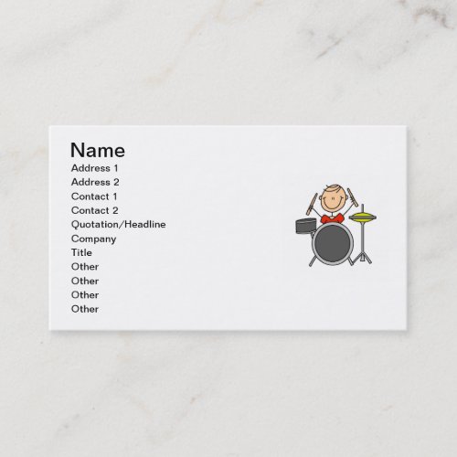 Stick Figure Male Drummer T_shirts and Gifts Business Card