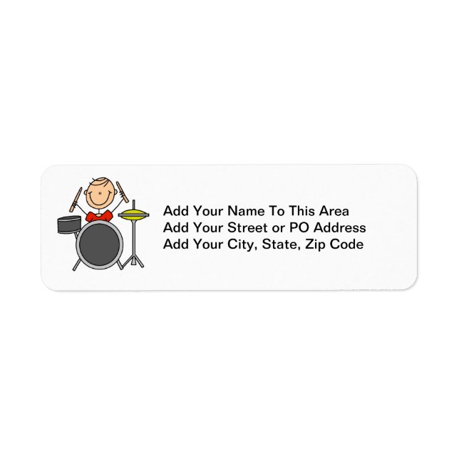 Stick Figure Male Drummer T-shirts and Gifts Label (Front)