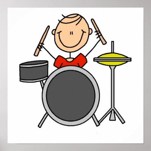 Stick Figure Male Drummer T_shirts and Gifts Poster