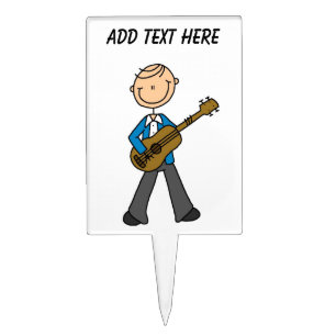 Stick Figure Male Guitar Player T-shirts and Gifts Cake Topper