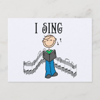 Stick Figure Male I Sing T-shirts And Gifts Postcard by stick_figures at Zazzle