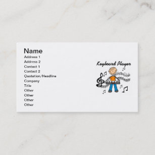 Stick Figure Male Keyboard Player Gifts Business Card