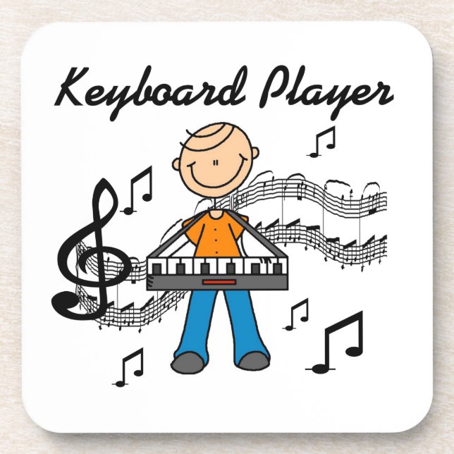 Stick Figure Male Keyboard Player Gifts Coaster (Front)