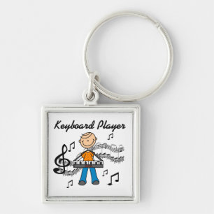 Stick Figure Male Keyboard Player Gifts Keychain