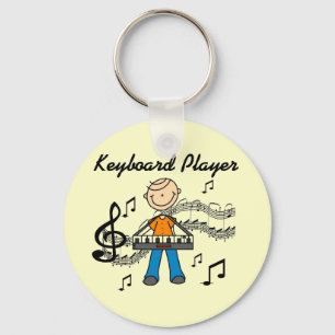 Stick Figure Male Keyboard Player Gifts Keychain