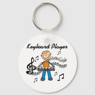 Stick Figure Male Keyboard Player Gifts Keychain