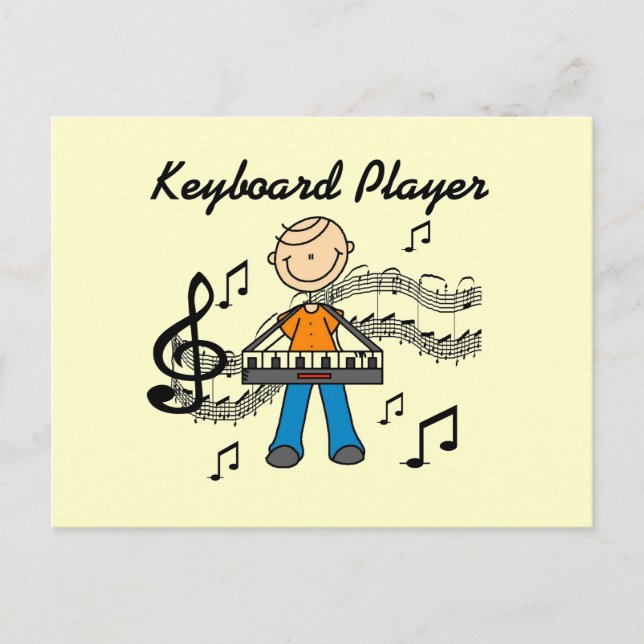 Stick Figure Male Keyboard Player Gifts Postcard (Front)