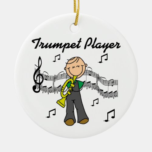 Stick Figure Male Trumpet Player T_shirts and GIft Ceramic Ornament
