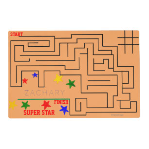 Stick Figure Maze Orange Activity Reversible Placemat