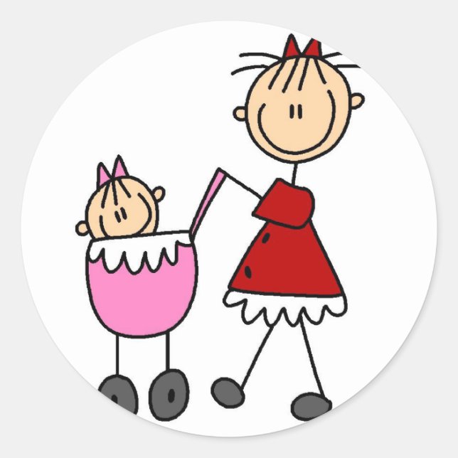 Stick Figure Mom And Baby Sticker (Front)