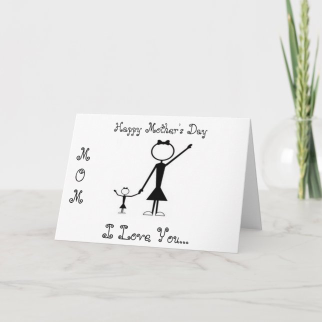 Stick Figure Mothers Day Greeting Card (Front)