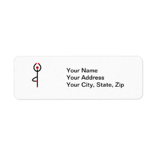 Stick figure of tree yoga pose. label