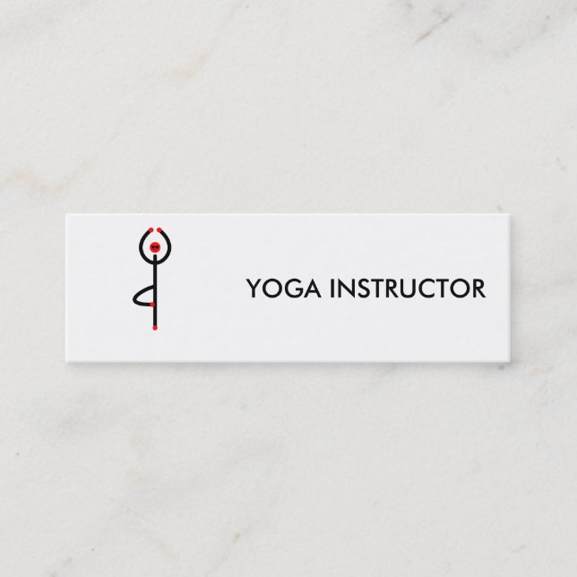 Stick figure of tree yoga pose. mini business card (Front)
