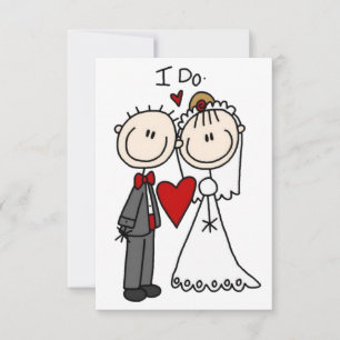 Stick Figure People Bride and Groom Wedding Invitation