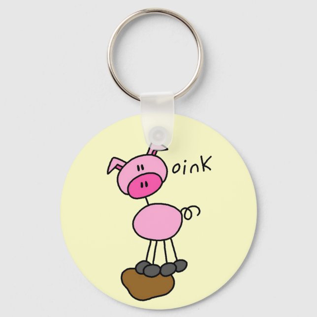 Stick Figure Pig Tshirts and Gifts Keychain (Front)