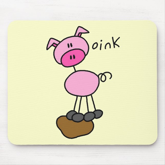 Stick Figure Pig Tshirts and Gifts Mouse Pad (Front)