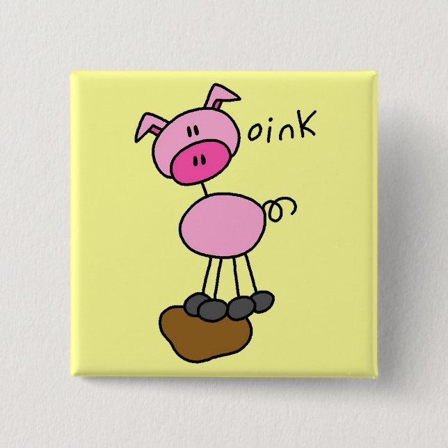 Stick Figure Pig Tshirts and Gifts Pinback Button (Front)