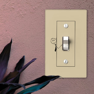 Stick Figure Pointing It Out on sand Light Switch Cover