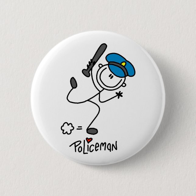 Stick Figure Police Officer Button (Front)
