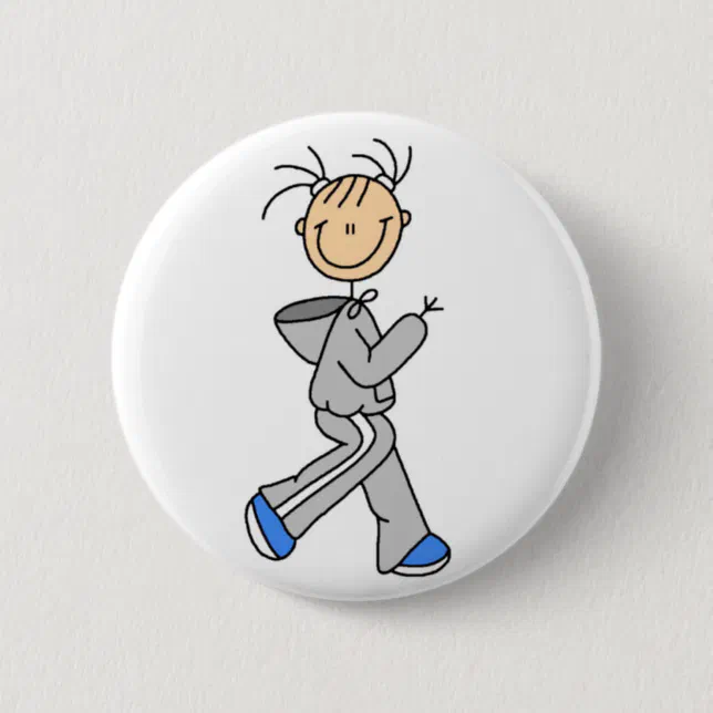 Stick Figure Running Button | Zazzle