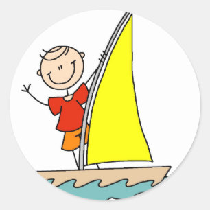 Stick Figure Sailing Sticker