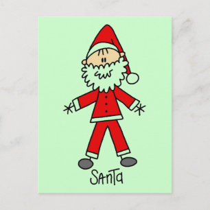 Stick Figure Santa Claus Tshirts and Gifts Holiday Postcard