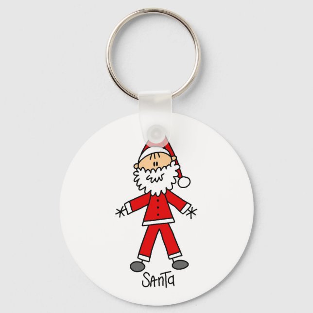 Stick Figure Santa Claus Tshirts and Gifts Keychain (Front)
