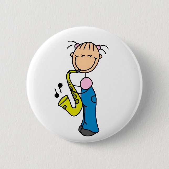 Stick Figure Saxophone Button (Front)