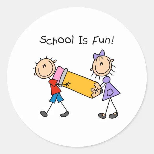 Stick Figure School Is Fun Stickers | Zazzle