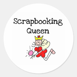 Stick Figure Scrapbook Queen Classic Round Sticker