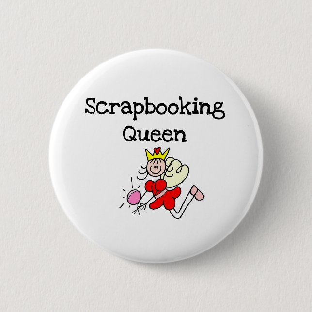 Stick Figure Scrapbook Queen Pinback Button (Front)