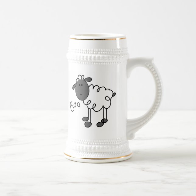 Stick Figure Sheep T-shirts and Gifts Beer Stein (Right)
