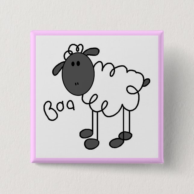 Stick Figure Sheep Tshirts and Gifts Button (Front)
