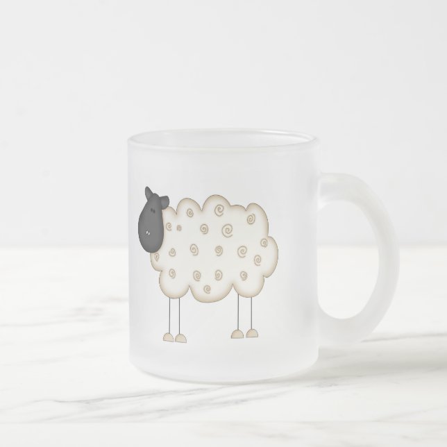 Stick Figure Sheep tshirts and Gifts Frosted Glass Coffee Mug (Right)