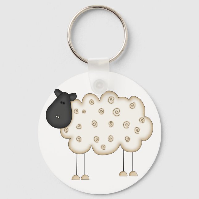 Stick Figure Sheep tshirts and Gifts Keychain (Front)