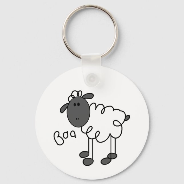 Stick Figure Sheep Tshirts and Gifts Keychain (Front)