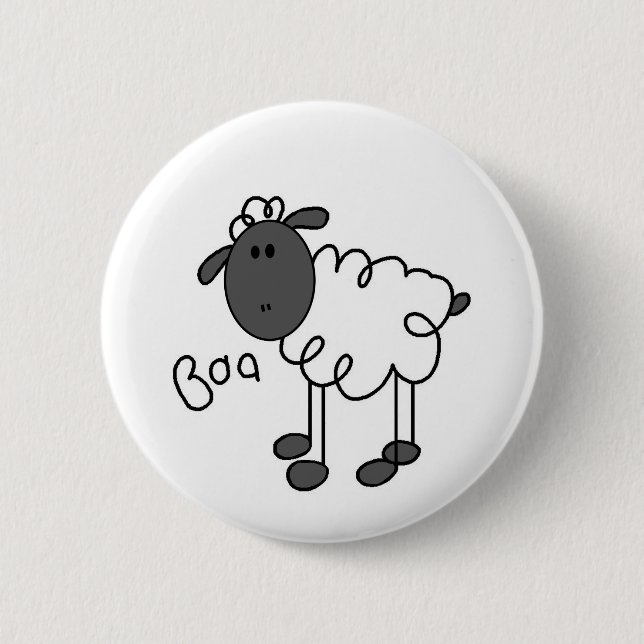 Stick Figure Sheep Tshirts and Gifts Pinback Button (Front)