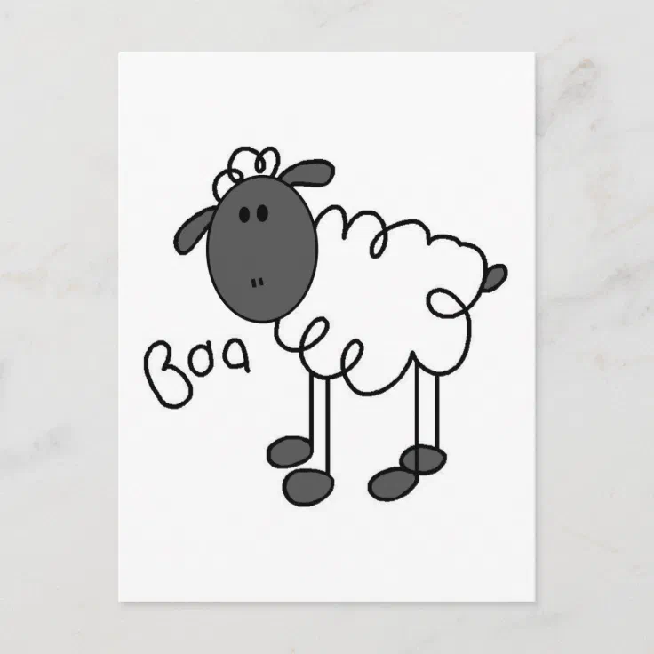 Stick Figure Sheep Tshirts and Gifts Postcard | Zazzle