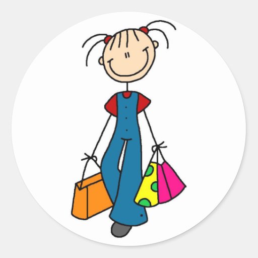 Stick Figure Shopping Sticker | Zazzle