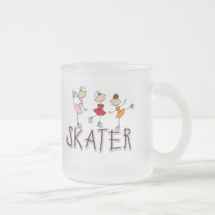Stick Figure Skater Tshirts and Gifts Frosted Glass Coffee Mug
