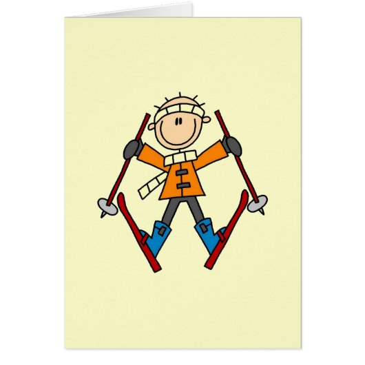 Stick Figure Skier T-shirts and Gifts (Front)