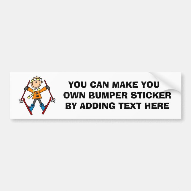 Stick Figure Skier T-shirts and Gifts Bumper Sticker (Front)
