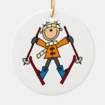 Stick Figure Skier T-shirts And Gifts Ceramic Ornament at Zazzle